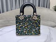 Fortok Dior Mini Lady Dior Bag Square-motif Embroidery Set with Black Strass and Green Tree Details 20 x 16.5 x 8 cm - 4