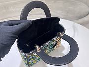Fortok Dior Mini Lady Dior Bag Square-motif Embroidery Set with Black Strass and Green Tree Details 20 x 16.5 x 8 cm - 2