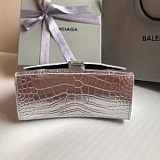 Fortok Balenciaga Hourglass Shiny Crocodile Leather Silver 23x10x14cm - 2