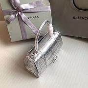 Fortok Balenciaga Hourglass Shiny Crocodile Leather Silver 23x10x14cm - 3