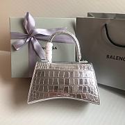 Fortok Balenciaga Hourglass Shiny Crocodile Leather Silver 23x10x14cm - 4