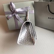 Fortok Balenciaga Hourglass Shiny Crocodile Leather Silver 23x10x14cm - 5