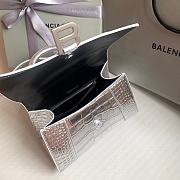 Fortok Balenciaga Hourglass Shiny Crocodile Leather Silver 23x10x14cm - 6