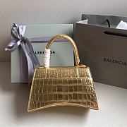 Fortok Balenciaga Hourglass Shiny Crocodile Leather Gold 23x10x14cm - 4