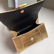 Fortok Balenciaga Hourglass Shiny Crocodile Leather Gold 23x10x14cm - 2