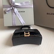 Fortok Balenciaga Hourglass Shiny Crocodile Leather Black 19x8x13cm - 4