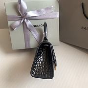 Fortok Balenciaga Hourglass Shiny Crocodile Leather Black 19x8x13cm - 5