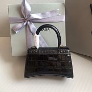 Fortok Balenciaga Hourglass Shiny Crocodile Leather Black 19x8x13cm - 3