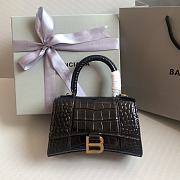Fortok Balenciaga Hourglass Shiny Crocodile Leather Black 19x8x13cm - 1
