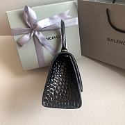 Fortok Balenciaga Hourglass Shiny Crocodile Leather Black 23x10x14cm - 6