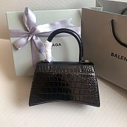 Fortok Balenciaga Hourglass Shiny Crocodile Leather Black 23x10x14cm - 5