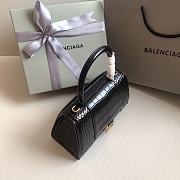 Fortok Balenciaga Hourglass Shiny Crocodile Leather Black 23x10x14cm - 3