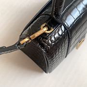 Fortok Balenciaga Hourglass Shiny Crocodile Leather Black 23x10x14cm - 4