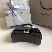 Fortok Balenciaga Hourglass Shiny Crocodile Leather Black 23x10x14cm - 2