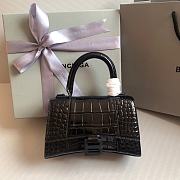 Fortok Balenciaga Hourglass Shiny Crocodile Leather Full Black 19x8x13cm - 1