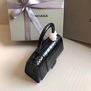 Fortok Balenciaga Hourglass Shiny Crocodile Leather Full Black 19x8x13cm - 6