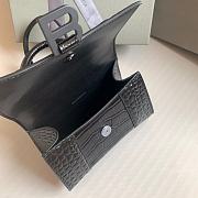 Fortok Balenciaga Hourglass Shiny Crocodile Leather Full Black 19x8x13cm - 4