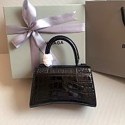 Fortok Balenciaga Hourglass Shiny Crocodile Leather Full Black 19x8x13cm - 3