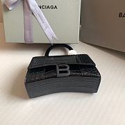 Fortok Balenciaga Hourglass Shiny Crocodile Leather Full Black 19x8x13cm - 2