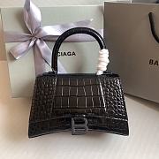 Fortok Balenciaga Hourglass Shiny Crocodile Leather Full Black 23x10x14cm - 1