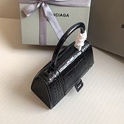 Fortok Balenciaga Hourglass Shiny Crocodile Leather Full Black 23x10x14cm - 6