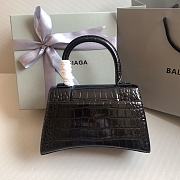 Fortok Balenciaga Hourglass Shiny Crocodile Leather Full Black 23x10x14cm - 4