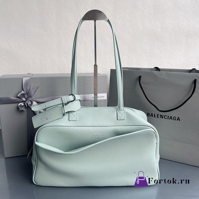 Fortok Balenciaga Carrie Bowling Blue Mint Large Bag 36x16X18.7cm - 1