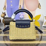 Fortok Louis Vuitton Small Capucines Raffia Blue 21*8*14cm - 3