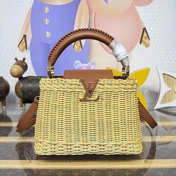Fortok Louis Vuitton Small Capucines Raffia Brown 21*8*14cm
