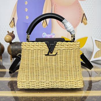 Fortok Louis Vuitton Large Capucines Raffia Black 27*18*9cm