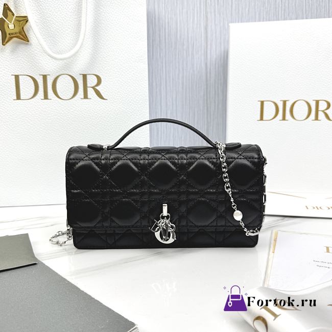 Fortok Dior My Dior Mini Bag Black Cannage Lambskin 21 x 11.5 x 4.5cm - 1