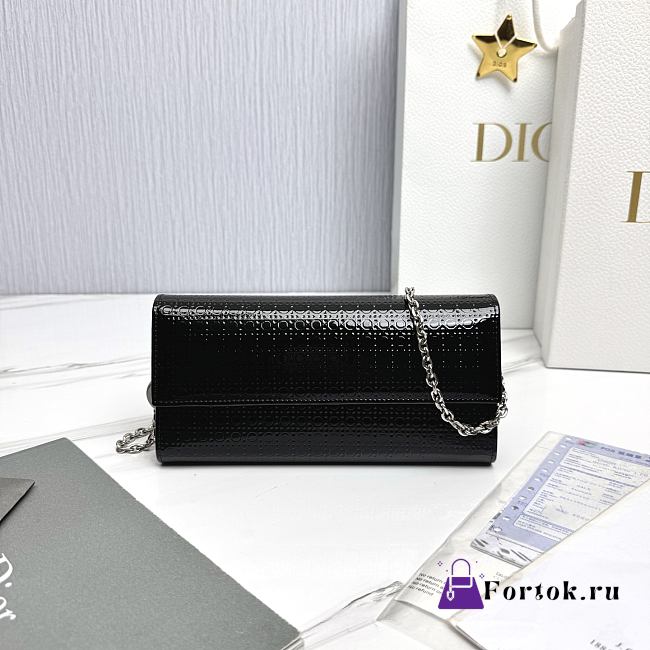 Fortok Lady Dior Pouch with Chain Black 21cm - 1