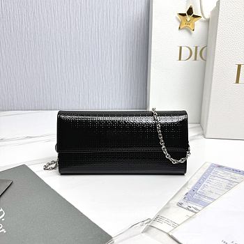 Fortok Lady Dior Pouch with Chain Black 21cm