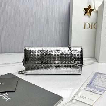 Fortok Lady Dior Pouch with Chain Silver 21cm