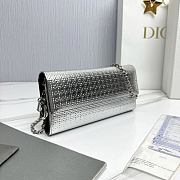 Fortok Lady Dior Pouch with Chain Silver 21cm - 5