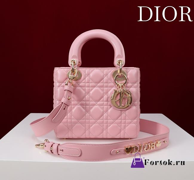 Fortok Dior Lady Dior ABC Bag Pink 20*16*8cm  - 1