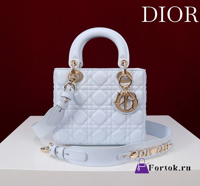 Fortok Dior Lady Dior ABC Bag Baby Blue 20*16*8cm  - 1