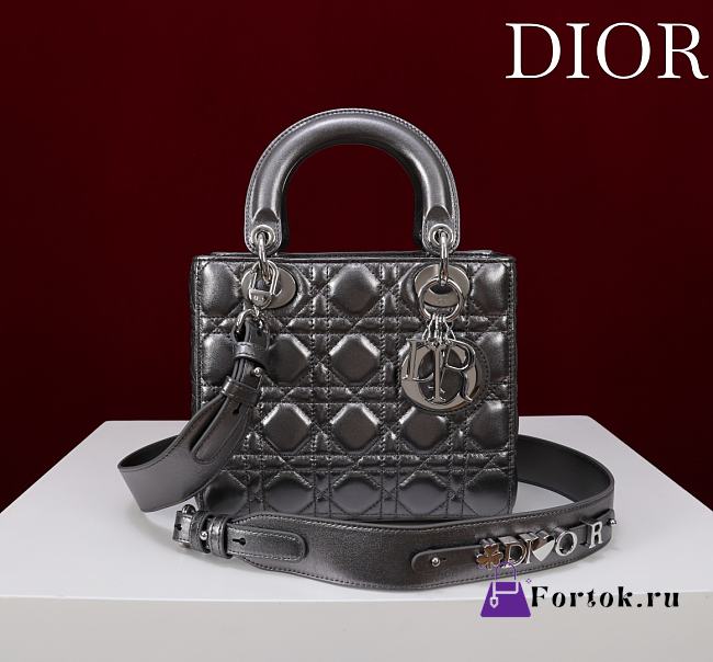 Fortok Dior Lady Dior ABC Bag Shiny Grey 20*16*8cm  - 1