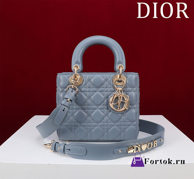 Fortok Dior Lady Dior ABC Bag Blue 20*16*8cm  - 1