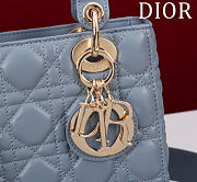 Fortok Dior Lady Dior ABC Bag Blue 20*16*8cm  - 4