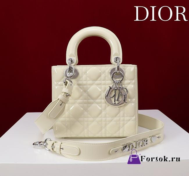 Fortok Dior Lady Dior ABC Bag Shiny Baby Yellow 20*16*8cm  - 1