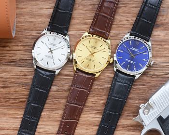 Fortok Rolex Oyster Perpetual 1002 Mens Watch Crocodile Multicolors 41mm - 21mm