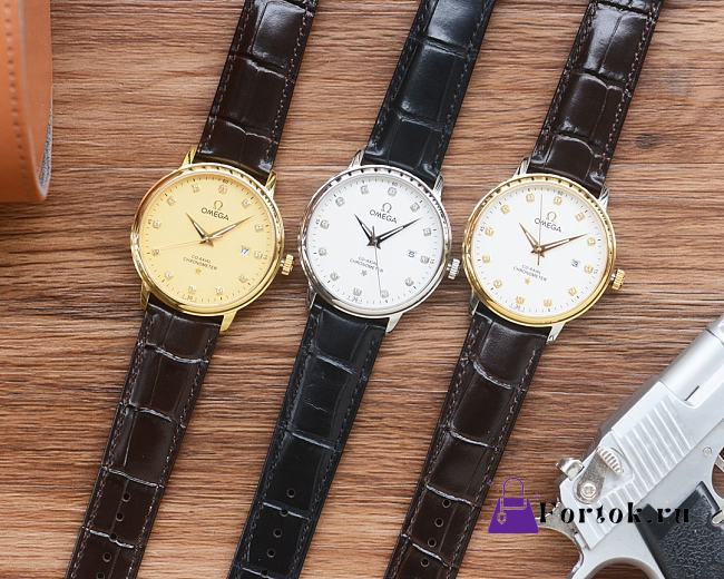 Fortok Omega De Ville Prestige Leather Strap Watch Multicolors 41mm - 1