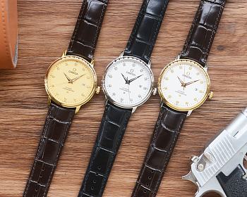 Fortok Omega De Ville Prestige Leather Strap Watch Multicolors 41mm