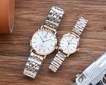 Fortok Omega Watches Men 42mm/ Women 30mm Silver With Rose Gold