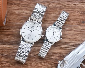 Fortok Omega Watches Men 42mm/ Women 30mm Silver