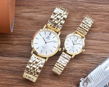 Fortok Omega Watches Men 42mm/ Women 30mm Gold 