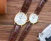Fortok Omega Watches Men 42mm/ Women 30mm Silver/ Gold/ Rose Gold With Brown Leather Strap - 1