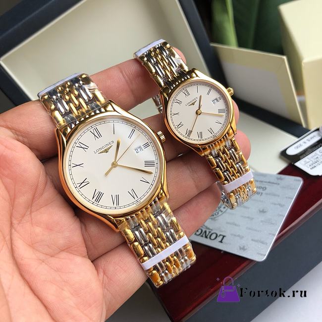 Fortok Longines Watches Men's 39mm/ Women's 24mm Silver With Gold - 1