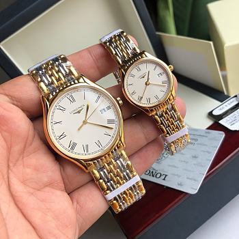 Fortok Longines Watches Men's 39mm/ Women's 24mm Silver With Gold